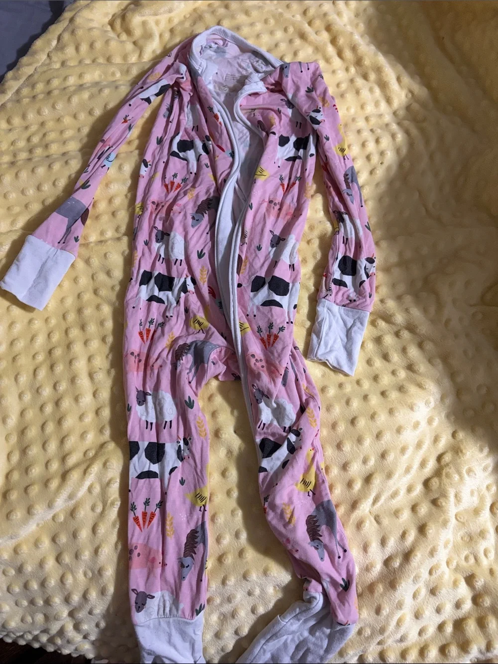 Little Sleepies Pink Farm Animal & Carrot Footed One-Piece